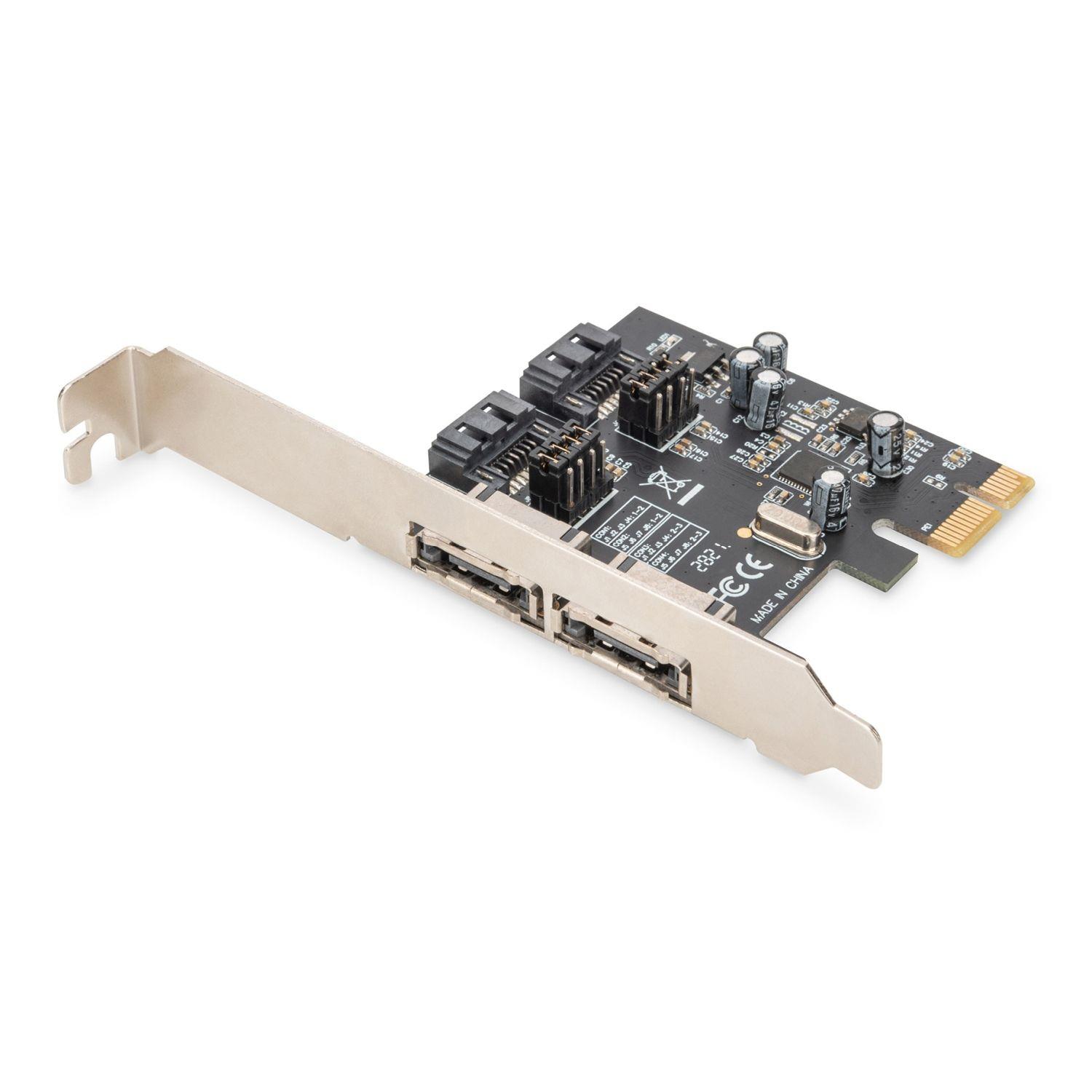 4016032484967 Karta rozszerzeń/Kontroler DIGITUS SATA III PCI Express 2x SATA 2x eSATA Low Profile Chipset: ASM106X  - Incom Group
