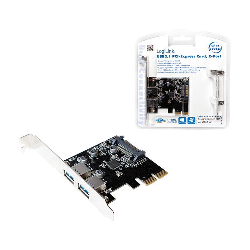 Kontroler USB 3.1 LogiLink PC0080 PCIe 2x USB 3.1 4052792034752  - Incom Group
