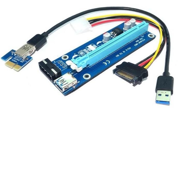 Karta rozszerzeń Riser Qoltec PCI-E 1x-16x | USB 3.0 | SATA/IDE MOLEX 4pin  - Incom Group
 5901878555003