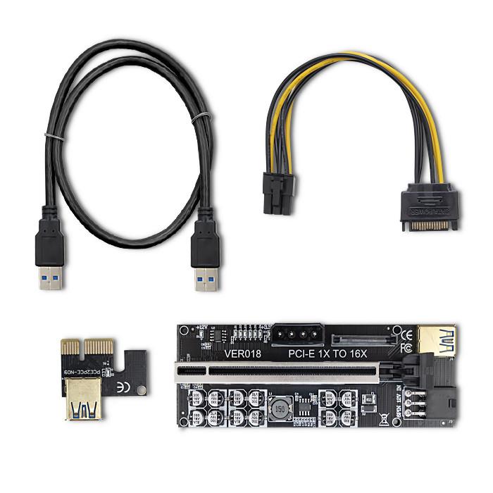 5901878555102  - Incom Group
 Karta rozszerzeń Riser Qoltec PCI-E 1x-16x | USB 3.0 | ver.018 | SATA/PCI-E 6pin