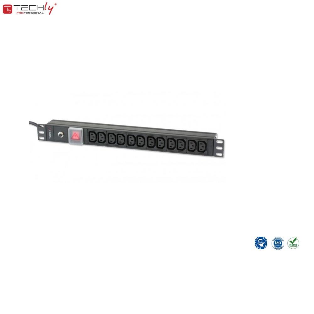 8054529023776 Listwa zasilająca Rack19" do UPS TechlyPro 12 gniazd 2m czarna  - Incom Group
