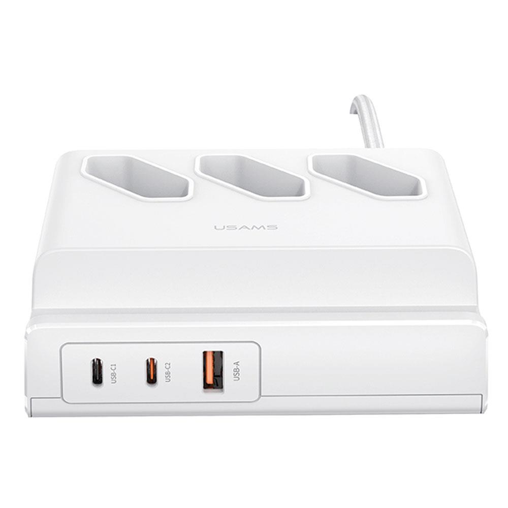 Listwa zasilająca USAMS 65W 3xAC + 2xUSB-C + USB-A  2m -biała 6958444900391  - Incom Group
