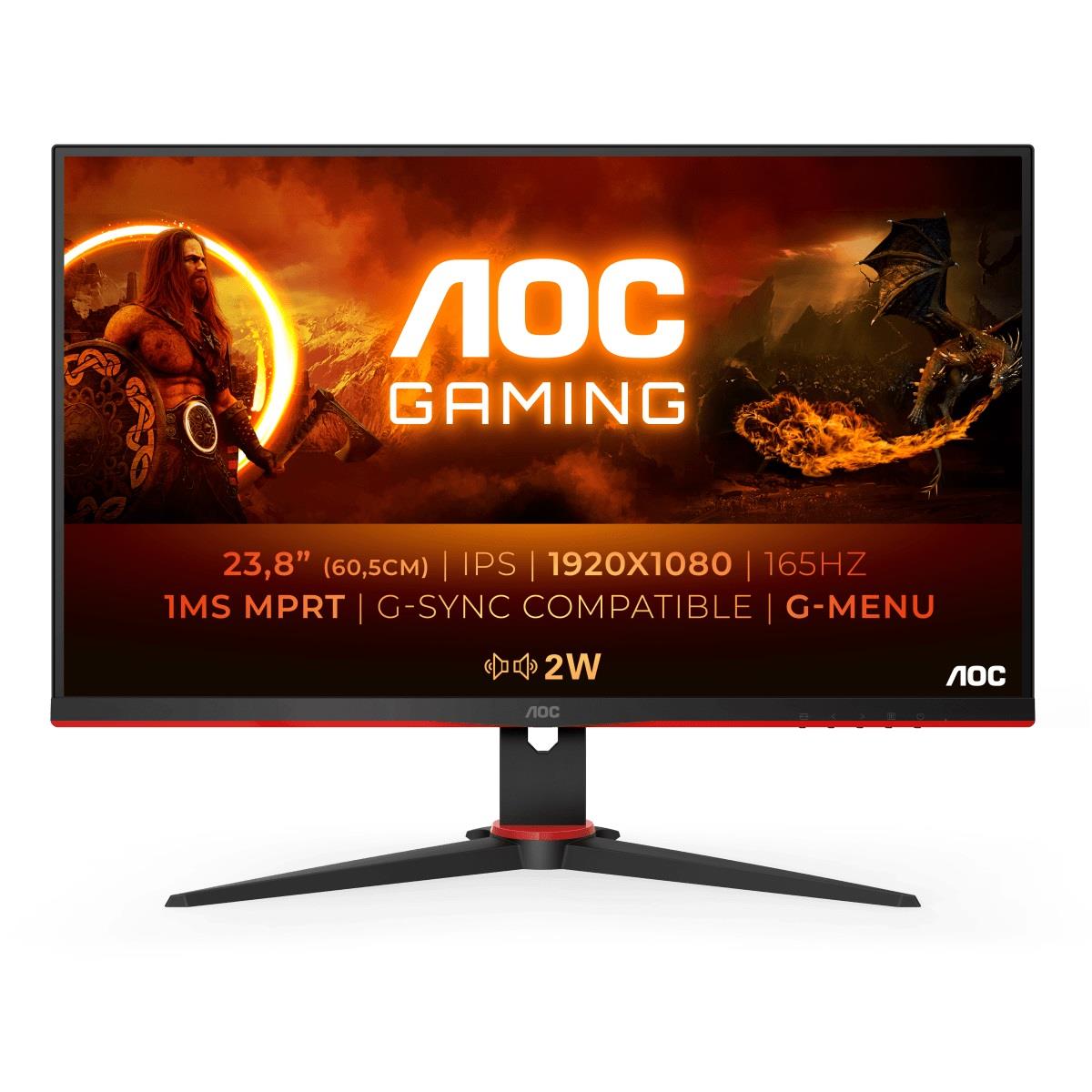 4038986140225 Monitor AOC 23,8" 24G2SPU/BK VGA 2xHDMI DP 4xUSB3.1 głośniki 2x2W  - Incom Group
