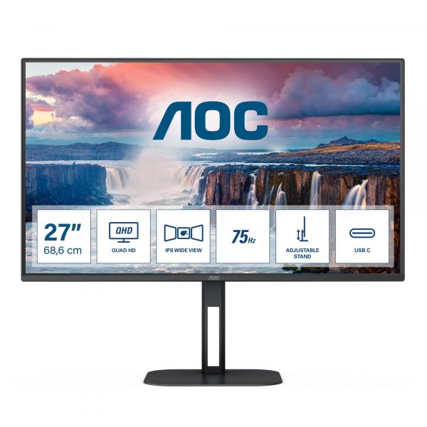 Monitor AOC 27" Q27V5C/BK HDMI DP USB 3.0 głośniki 4038986180177  - Incom Group
