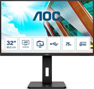 Monitor AOC 31,5" U32P2 2xHDMI DP 4xUSB 3.1 głośniki 4038986119627  - Incom Group
