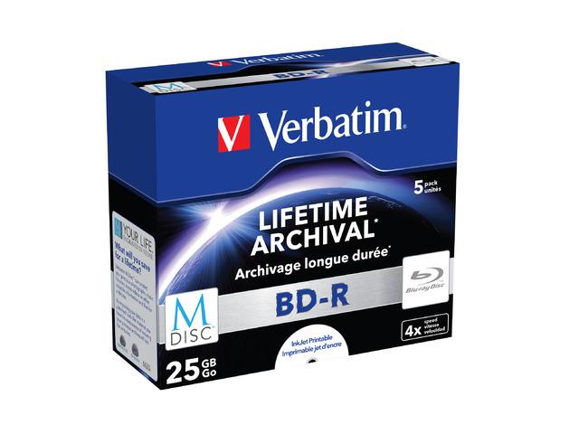 M-DISC BD-R Verbatim 25GB X4 Printable (5 Jewel Case) 0023942438236  - Incom Group
