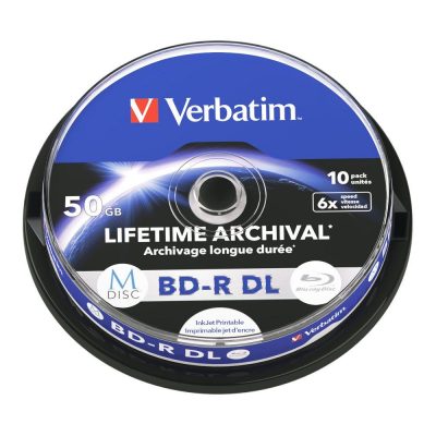 BD-R DL Verbatim M-Disc 50GB 6x Inkjet Printable (Spindle 10)  - Incom Group
 0023942438472