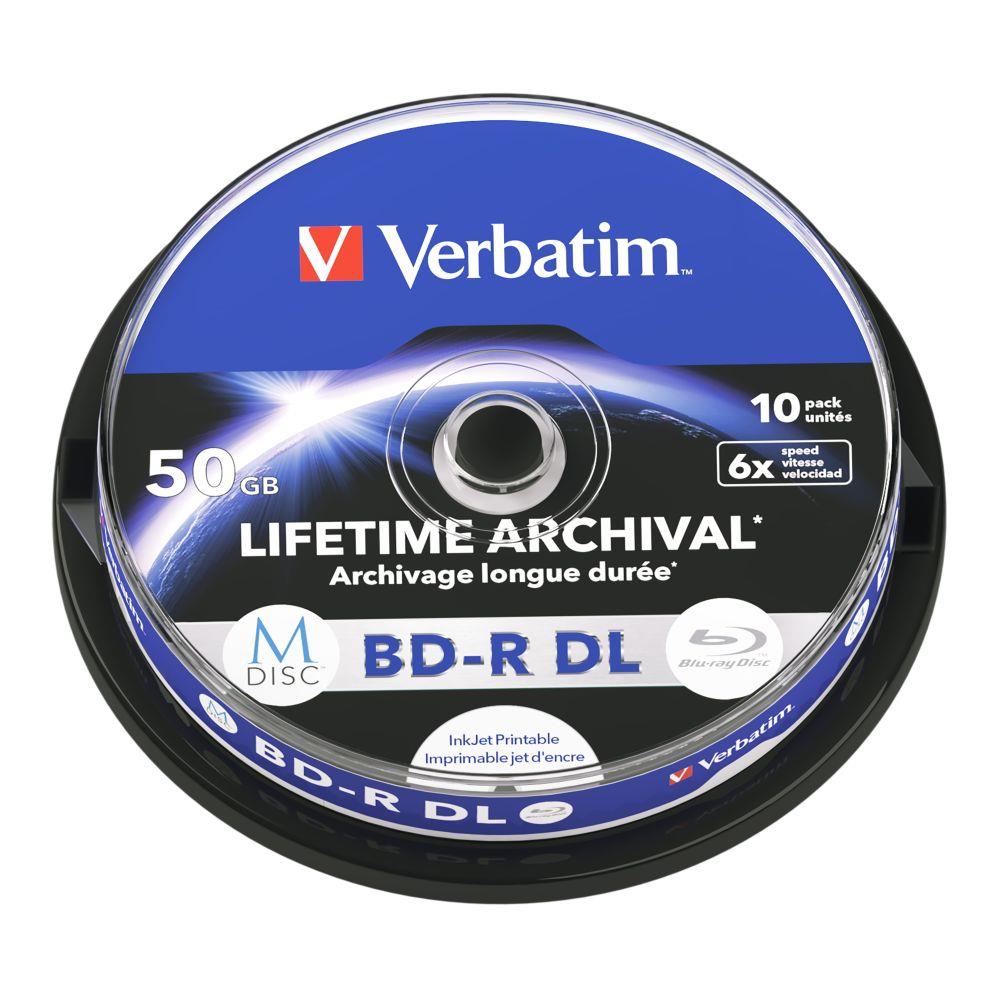 0023942438472 BD-R DL Verbatim M-Disc 50GB 6x Inkjet Printable (Spindle 10)  - Incom Group
