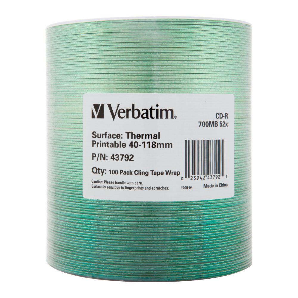  - Incom Group
 CD-R Verbatim 700MB 52x Thermal Printable No ID Brand (Wrap 100) 0023942437925