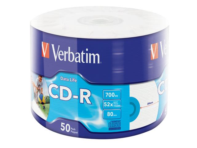 0023942437949 CD-R Verbatim 700MB Extra Protection Printable Wrap (50 Spindel)  - Incom Group
