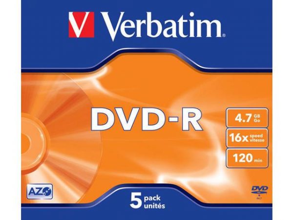  - Incom Group
 0023942435198 DVD-R Verbatim 4.7GB X16 Matt Silver (5 Jewel Case)