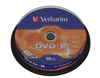 DVD-R Verbatim x16 4.7GB Matt Silver (Cake 10)  - Incom Group
 0023942435235