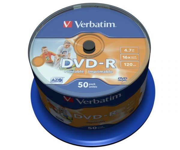 DVD-R Verbatim 16x 4.7GB (Cake 50) WIDE PRINTABLE  - Incom Group
 0023942435334