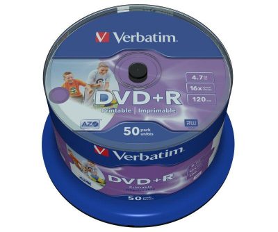 DVD+R Verbatim 16x 4.7GB Printable No ID (Cake 50)  - Incom Group
 0023942435129