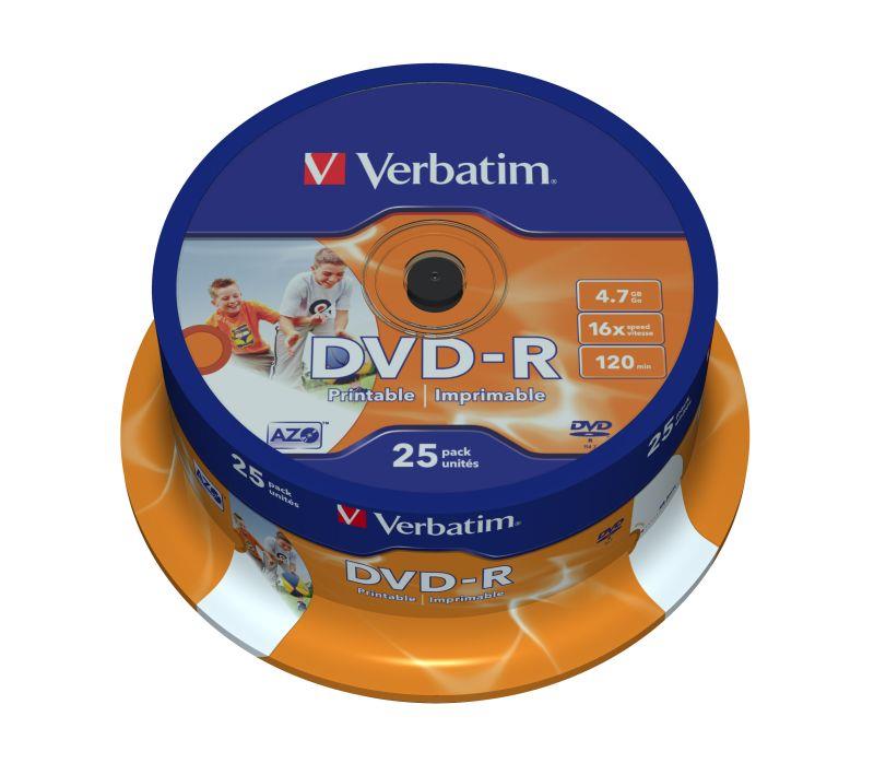  - Incom Group
 DVD-R Verbatim 16x 4.7GB (Cake 25) WIDE PRINTABLE 023942435389