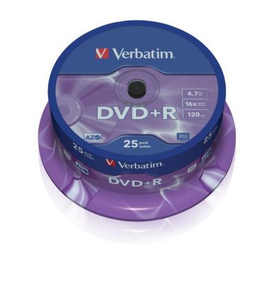 DVD+R Verbatim 16x 4.7GB Matt Silver (cake 25) 0023942435006  - Incom Group
