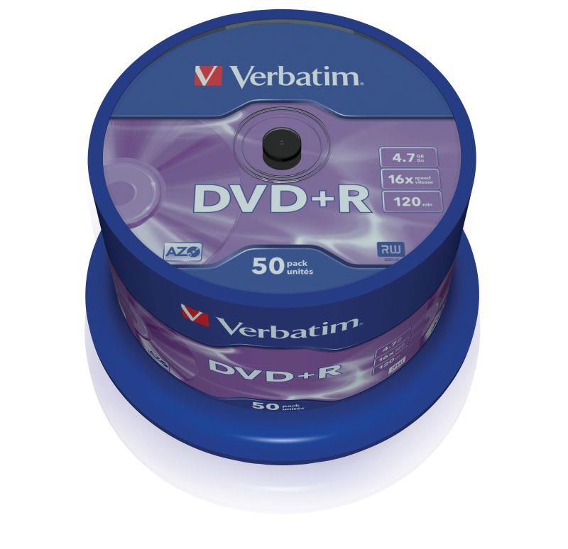 DVD+R Verbatim 16x 4.7GB Matt Silver (Cake 50)  - Incom Group
 0023942435501