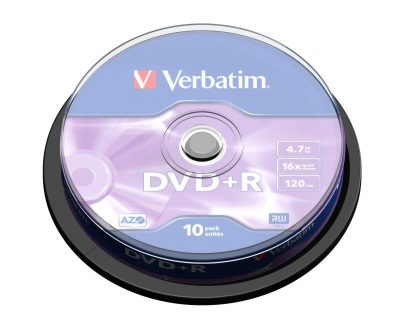 DVD+R Verbatim 16x 4.7GB (Cake 10) MATT SILVER  - Incom Group
 0023942434986