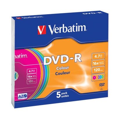 023942435570 DVD-R Verbatim 16x 4.7GB (Slim 5) COLOUR  - Incom Group
