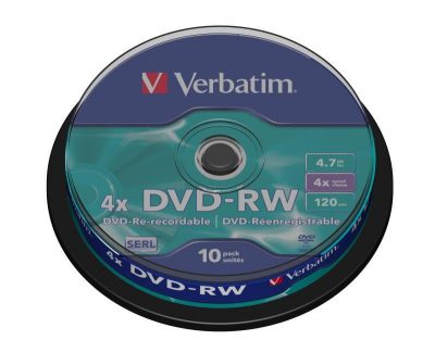 0023942435525 DVD-RW Verbatim 4x 4.7GB (Cake 10) MATT SILVER  - Incom Group
