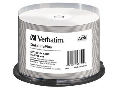  - Incom Group
 0023942437550 DVD-R Verbatim 4.7GB X16 AZO DL+ printable thermal białe NO ID (50 Cake)