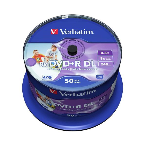 DVD+R DL Verbatim 8.5GB 8x Wide Inkjet Printable (Spindle 50)  - Incom Group
 0023942437031