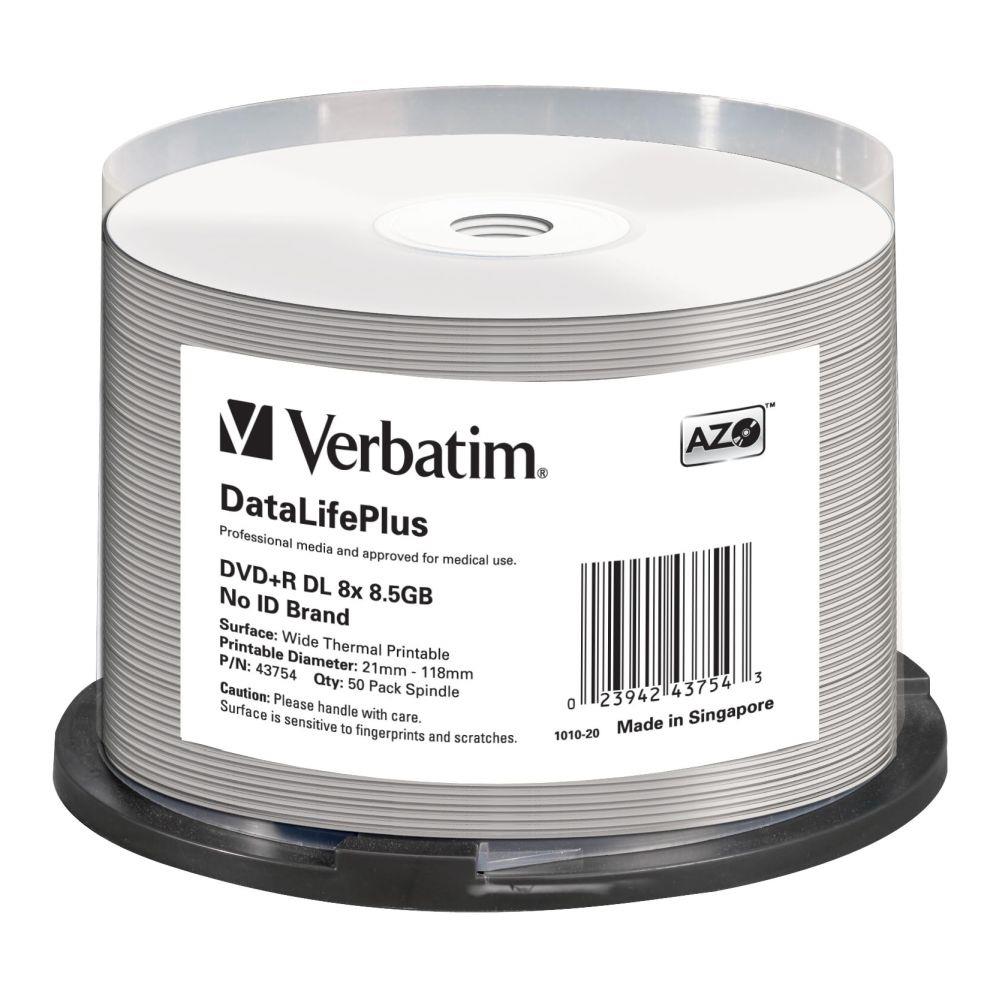 0023942437543  - Incom Group
 DVD+R DL Verbatim DataLife Plus 8.5GB 8x Wide Thermal Printable (Spindle 50)