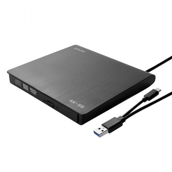 Nagrywarka DVD-RW SAVIO AK-59 zewnętrzna slim USB-C/USB-A  - Incom Group
 5901986047933