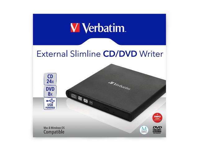 Nagrywarka zewnętrzna Verbatim CD/DVD RW USB 2.0 SLIM 0023942989387  - Incom Group
