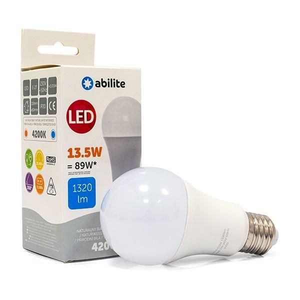 5901583549076  - Incom Group
 Żarówka LED Abilite klasyczna mleczna b.neutralna E27 13,5W/230V 1320lm A60