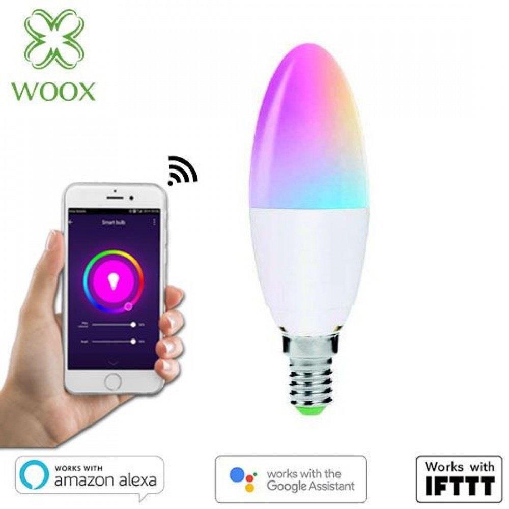 Żarówka Smart Woox LED Wi-Fi Kolorowa RGB+CCT 5W E14 2700K-6500K  - Incom Group
 8435606703567