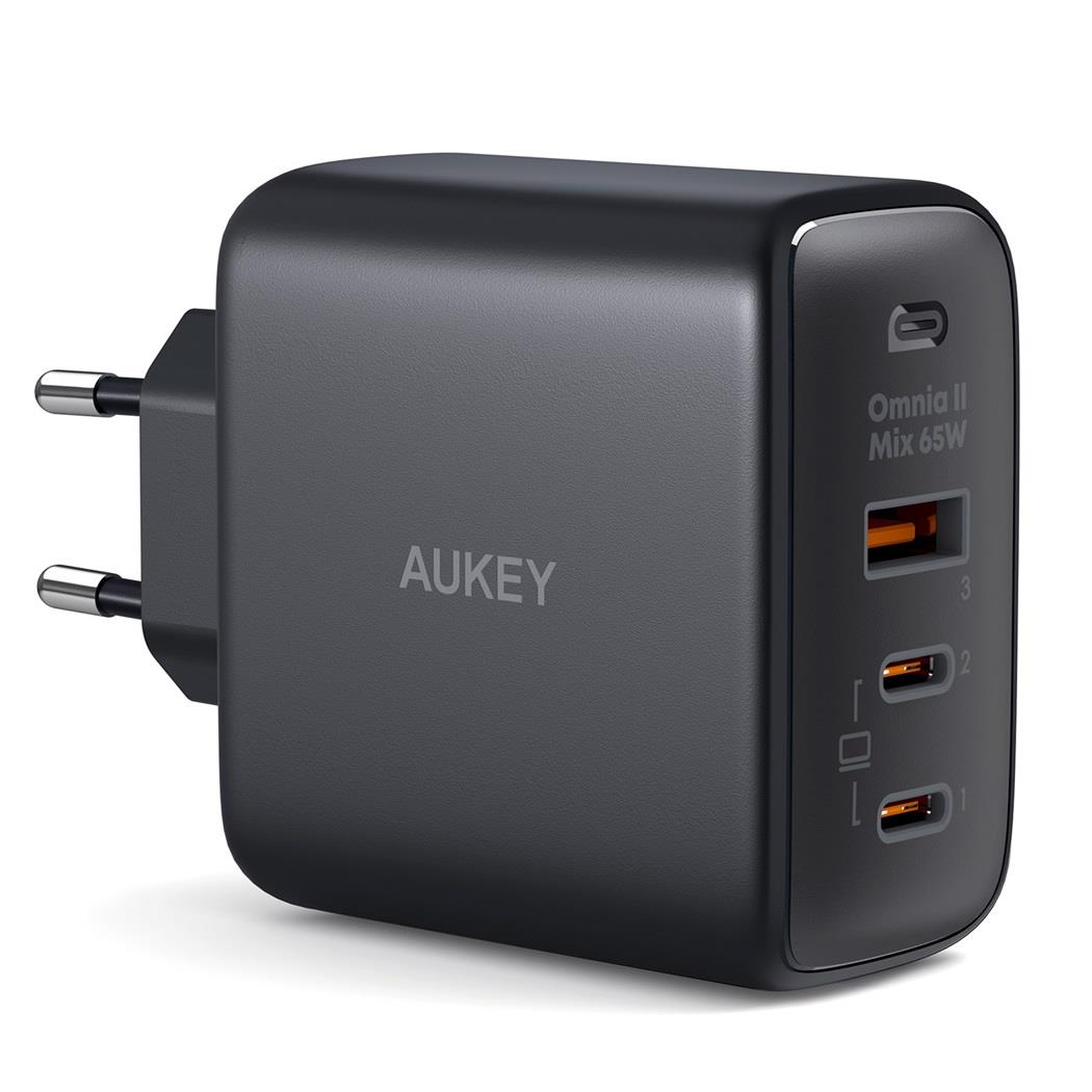  - Incom Group
 Ładowarka sieciowa Aukey PA-B6T BK GaN, 2x USB-C, USB-A, QC, PD 65W 0689323784783