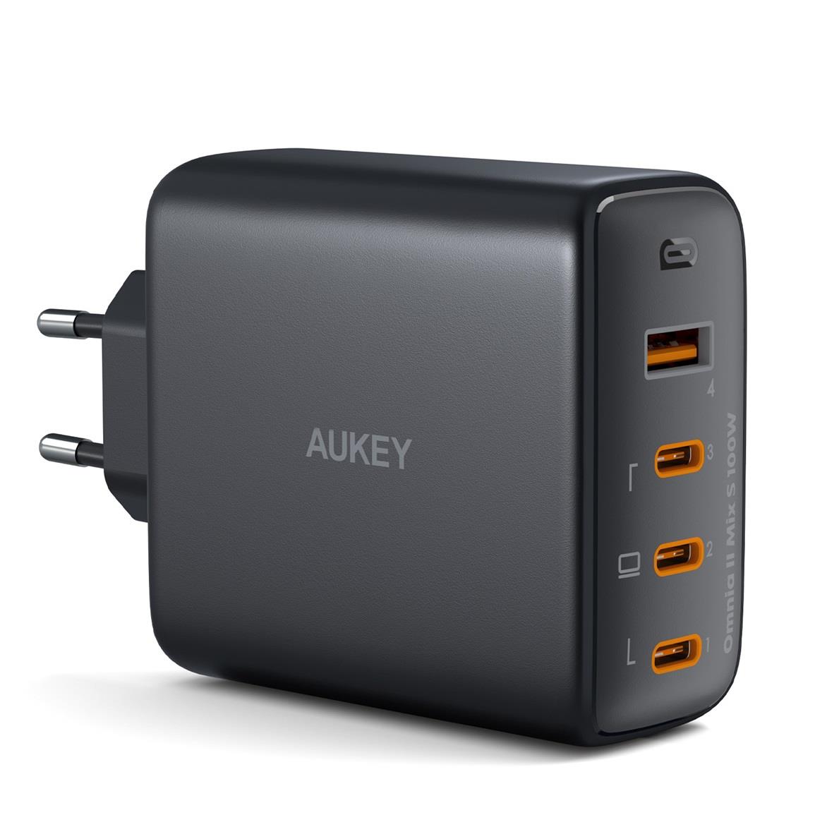  - Incom Group
 Ładowarka sieciowa Aukey PA-B7S BK GaN, 3x USB-C, USB-A, QC, PD 100W 0689323785575