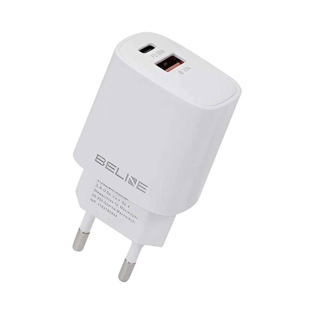 5905359813439  - Incom Group
 Ładowarka sieciowa Beline 30W 1xUSB-C + 1xUSB GaN PD 3.0 QC 3.0 bez kabla - biała