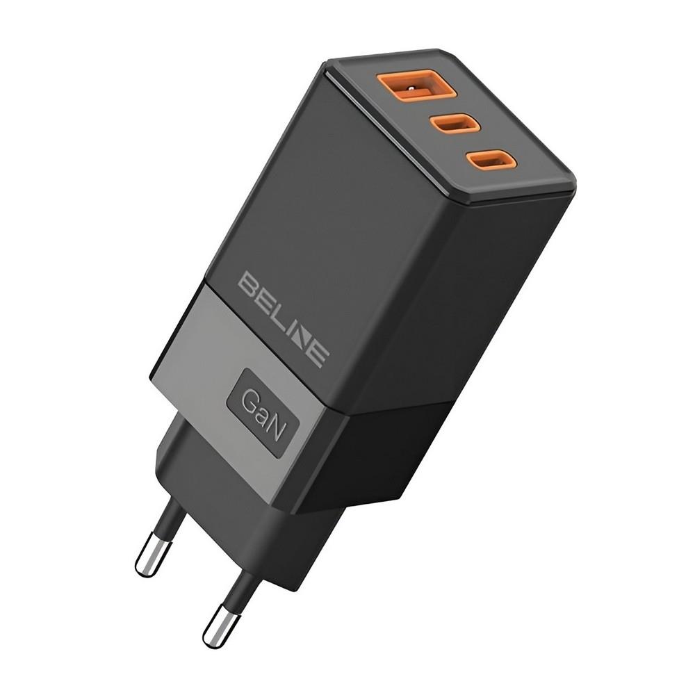 Ładowarka sieciowa Beline 65W GaN 2xUSB-C PD 3.0 + 1xUSB-A QC 3.0 bez kabla - czarna  - Incom Group
 5905908351948