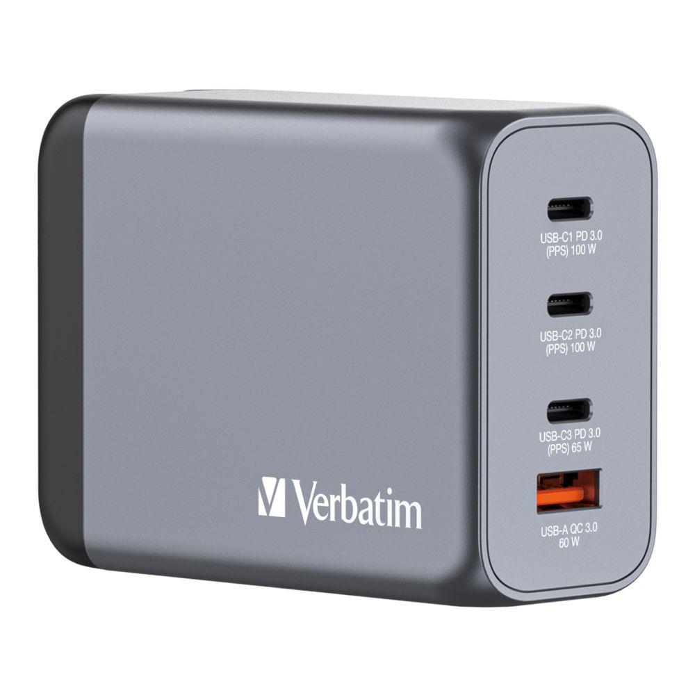 Ładowarka sieciowa Verbatim GaN GNC-200 3xUSB-C PD (2x100W+65W) 1xUSB-A QC 3.0 0023942322047  - Incom Group
