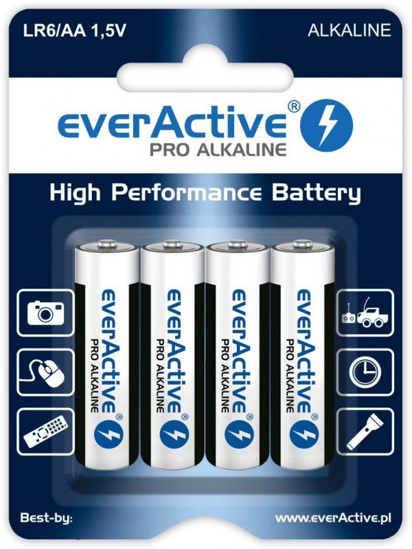 Baterie alkaliczne AA/LR6 everActive Pro Alkaline 4 sztuki  - Incom Group
 5902020523635