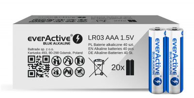 Baterie alkaliczne AAA/LR03 everActive Blue Alkaline 40 sztuk, edycja limitowana 5903205771667  - Incom Group
