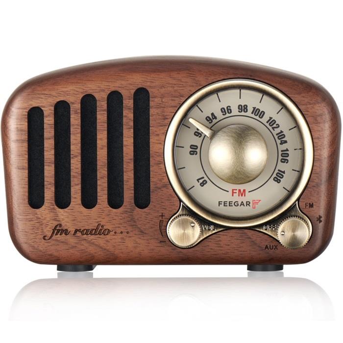 5904610880050 Radio FM z głośnikiem BT Feegar Retro Wooden drewniane  - Incom Group
