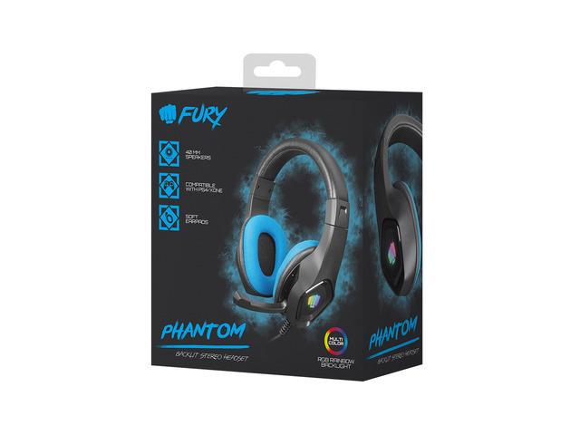  - Incom Group
 Słuchawki z mikrofonem Fury Phantom podświetlenie Gaming czarno-niebieskie 5901969426496