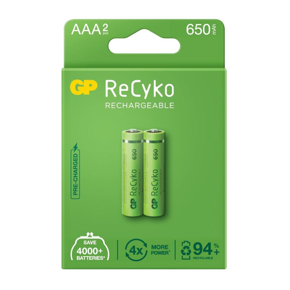 Akumulatorki AAA / R03 GP ReCyko 650 Series Ni-MH 650mAh - 2 sztuki 4891199186677  - Incom Group
