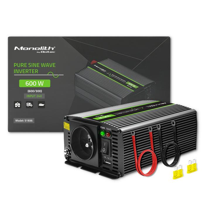  - Incom Group
 Przetwornica napięcia Qoltec Monolith |300W | 600W | 24V na 230V | Czysty Sinus 5901878519364