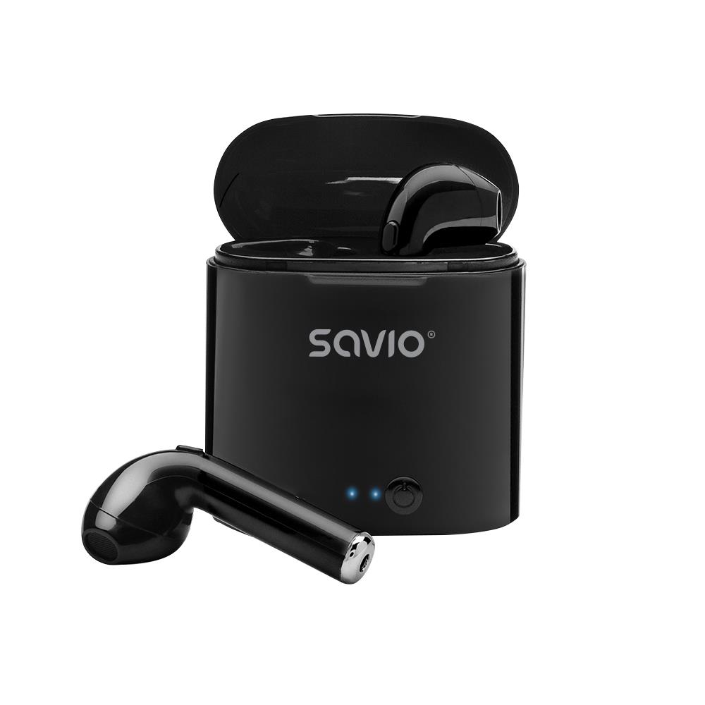 Słuchawki bezprzewodowe z mikrofonem Savio TWS-02 Bluetooth czarne  - Incom Group
 5901986045281