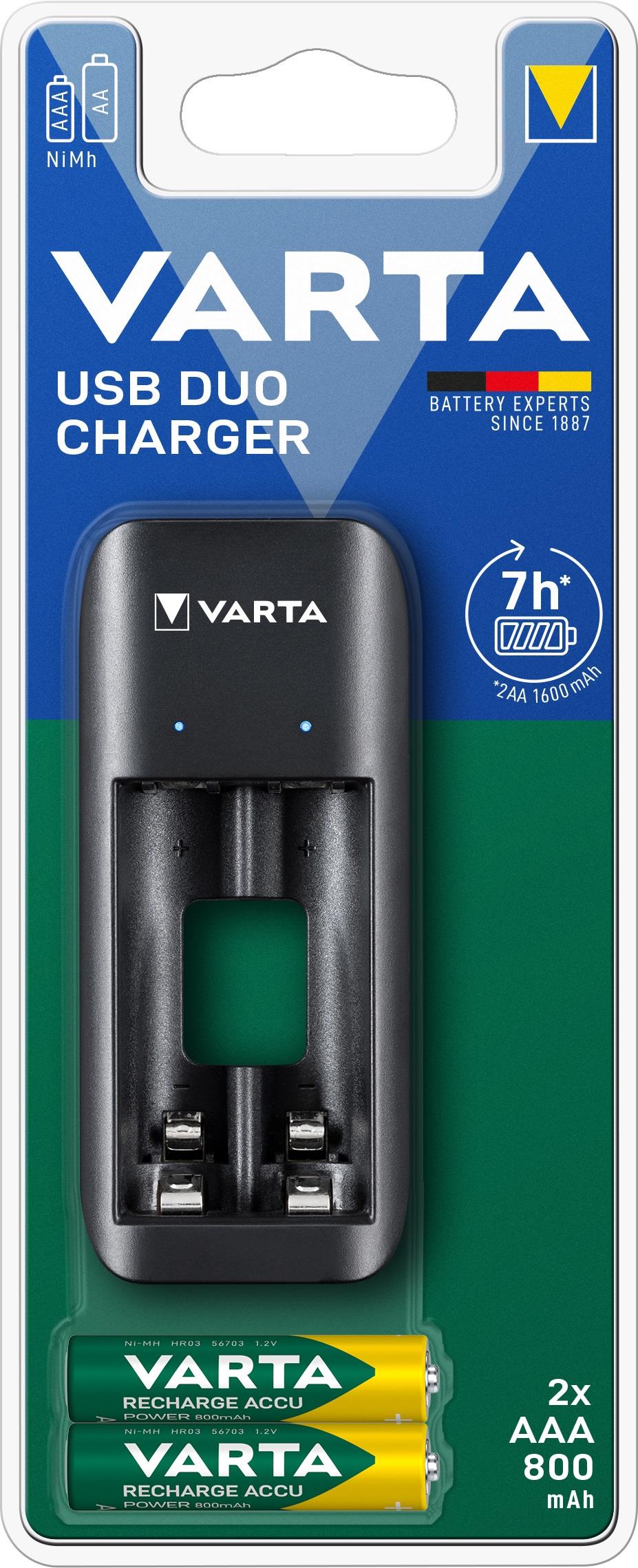 4008496996391  - Incom Group
 Ładowarka akumulatorków VARTA VALUE USB DUO BLI 1 + 2 x AAA 800 mAh 56703