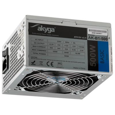 Zasilacz ATX 500W Akyga Basic AK-B1-500 Fan12cm P4 3xSATA PCI-E  - Incom Group
 5901720130334