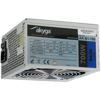 Zasilacz ATX 700W Akyga Basic AK-B1-700 Fan12cm P8 5xSATA PCI-E  - Incom Group
 5901720131485