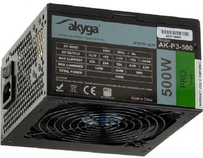 5901720130914  - Incom Group
 Zasilacz ATX 500W Akyga Pro AK-P3-500 Fan12cm P8 5xSATA 2xPCI-E