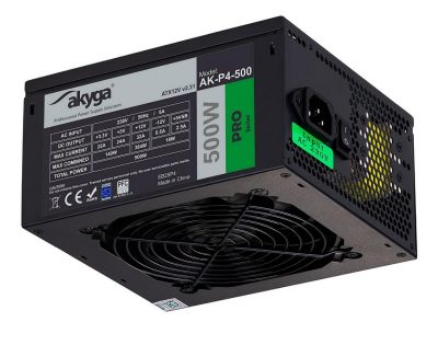 Zasilacz ATX 500W Akyga Pro AK-P4-500 Semi-Modular Fan12cm P8 5xSATA 2xPCI-E 5901720134219  - Incom Group
