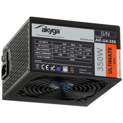 5901720133472  - Incom Group
 Zasilacz ATX 350W Akyga Ultimate AK-U4-350 80+ Bronze Fan12cm P8 4xSATA PCI-E