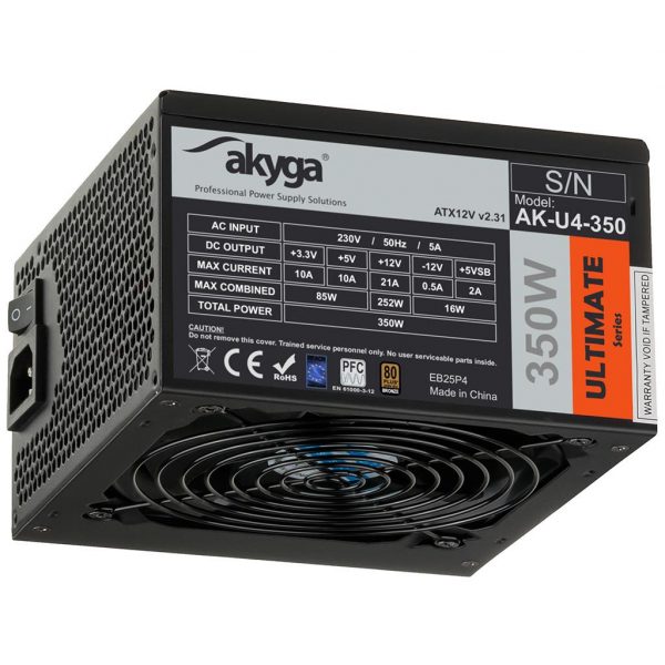 Zasilacz ATX 350W Akyga Ultimate AK-U4-350 80+ Bronze Fan12cm P8 4xSATA PCI-E 5901720133472  - Incom Group
